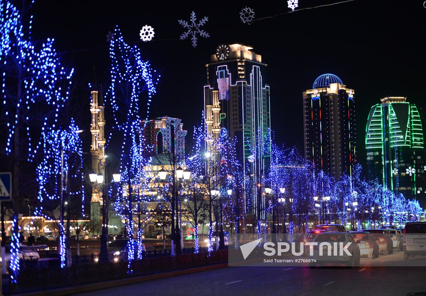 New Year's lighting in Grozny