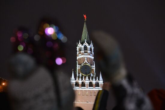 New Year celebrations on Vasilyevsky Spusk in Moscow