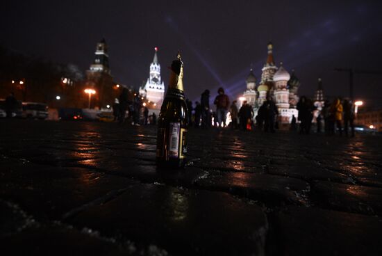 New Year celebrations on Vasilyevsky Spusk in Moscow