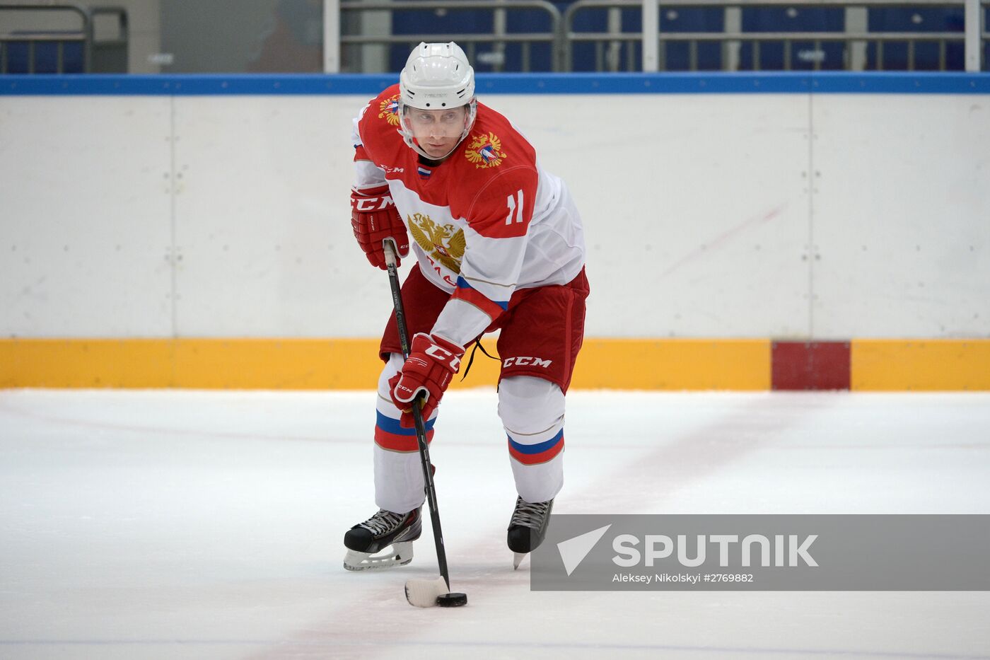 President Vladimir Putin holds hockey training in Sochi