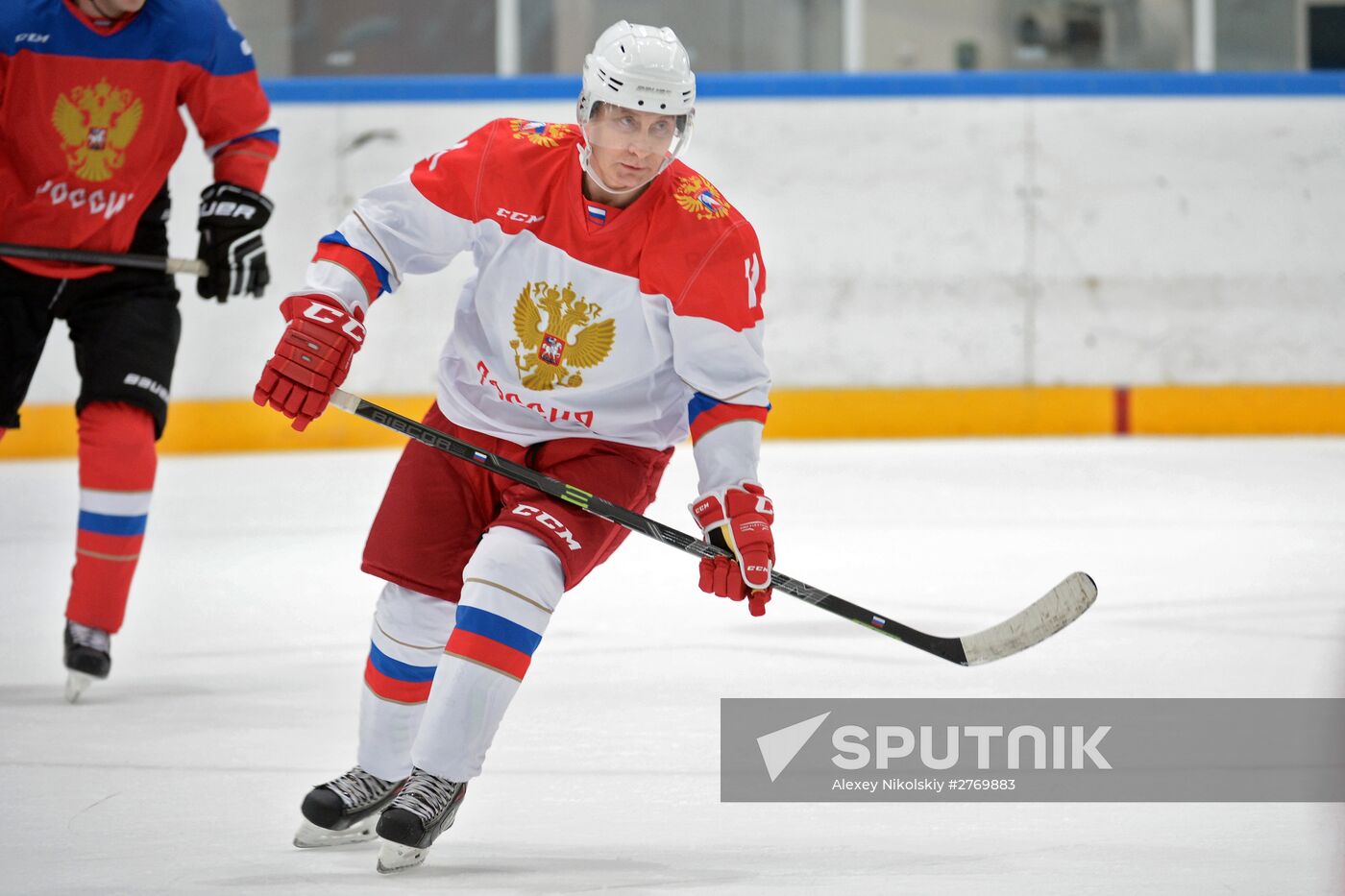 President Vladimir Putin holds hockey training in Sochi