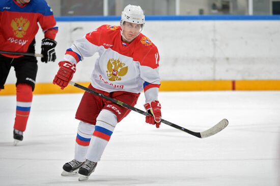President Vladimir Putin holds hockey training in Sochi