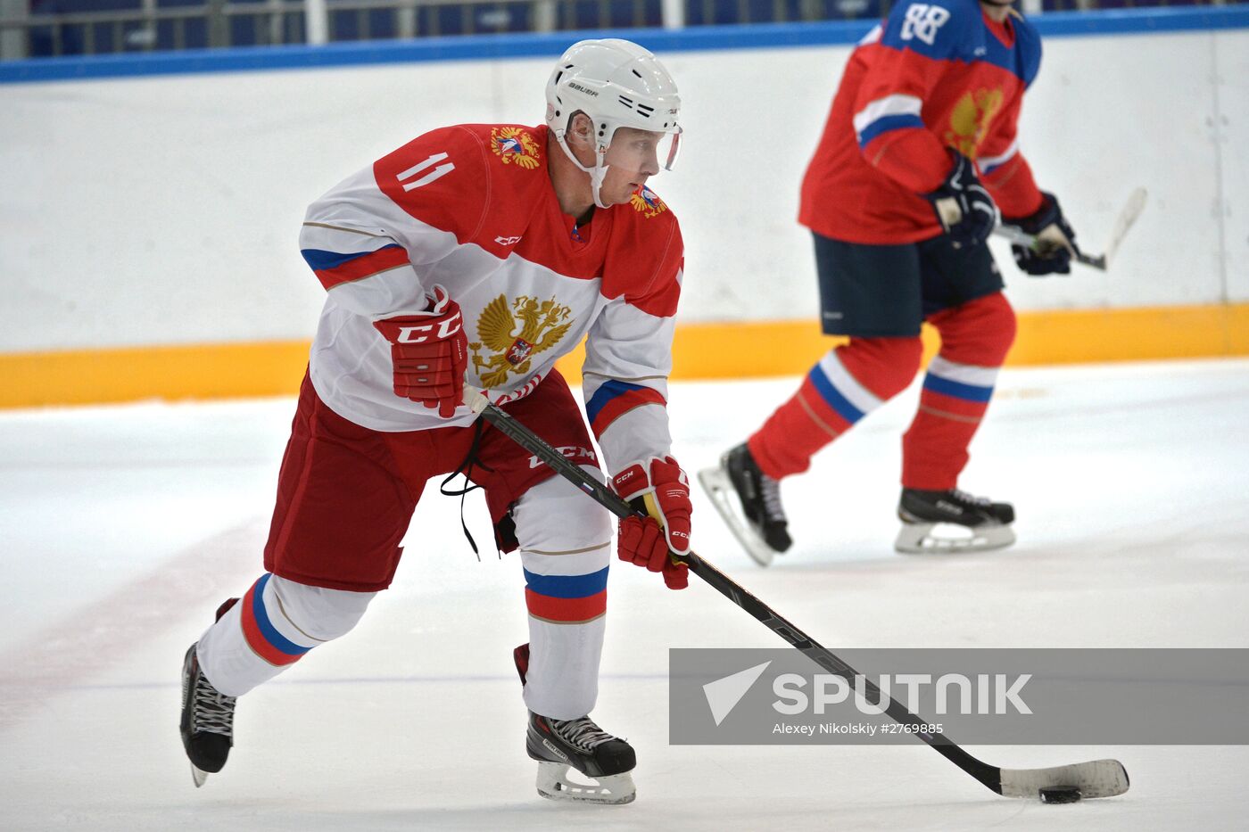 President Vladimir Putin holds hockey training in Sochi