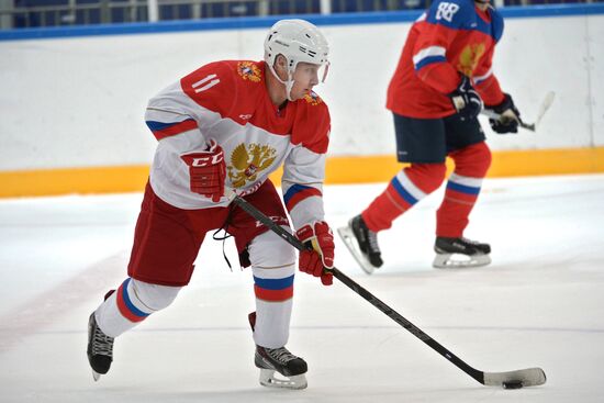 President Vladimir Putin holds hockey training in Sochi