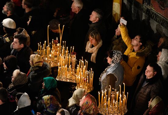 Christmas liturgy at Kiev-Pechersk Lavra