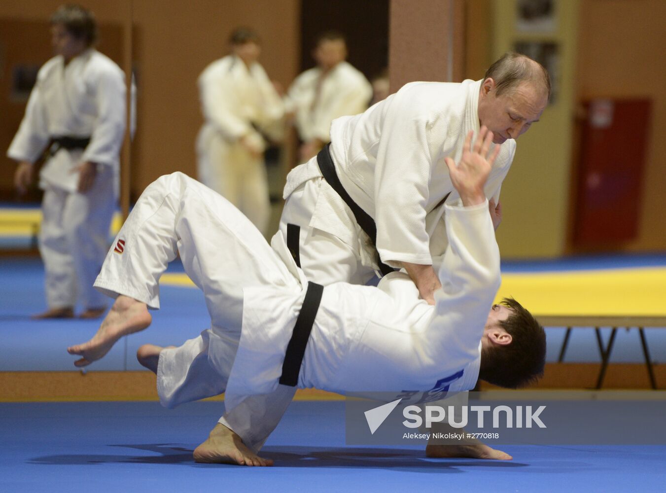 President Vladimir Putin meets with Russian judo national team members