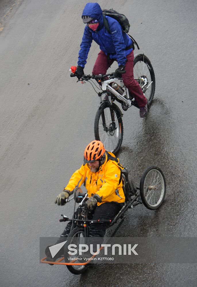 First winter bike parade in Moscow