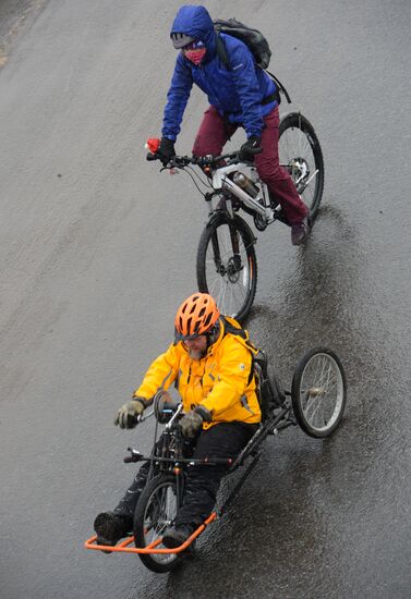 First winter bike parade in Moscow