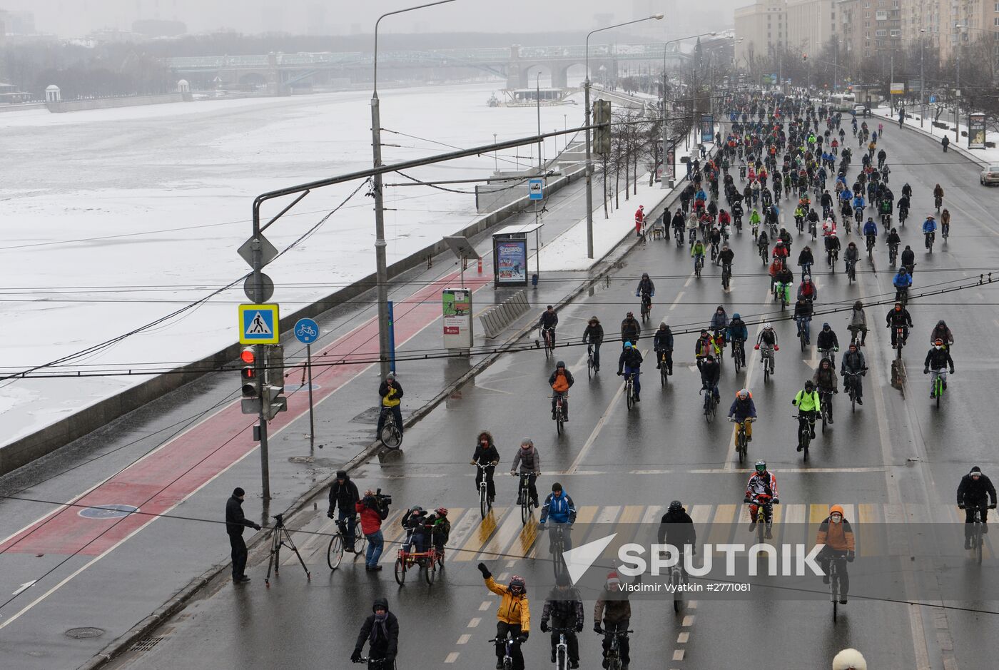 First winter bike parade in Moscow