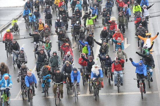 First winter bike parade in Moscow