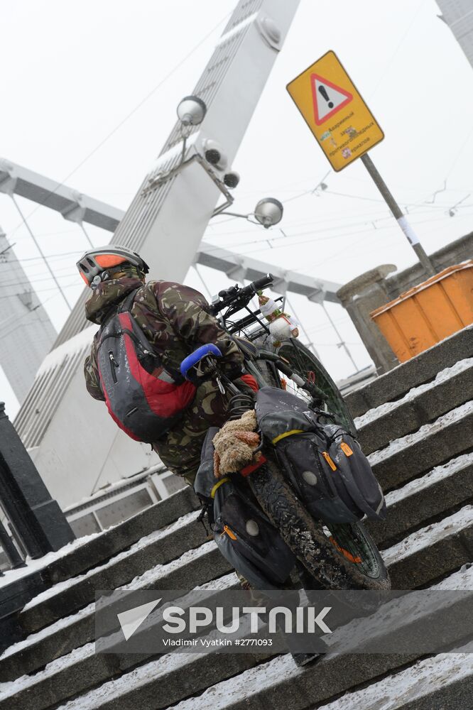 First winter bike parade in Moscow