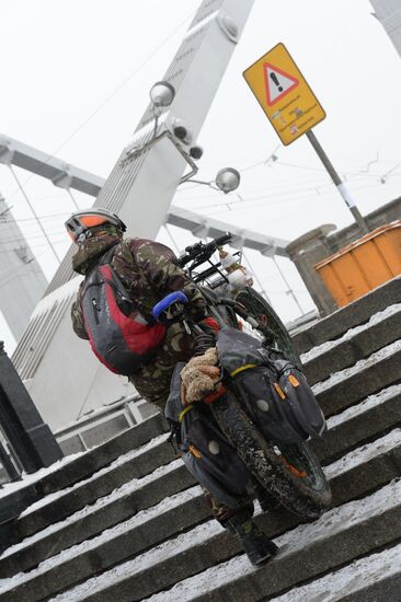 First winter bike parade in Moscow