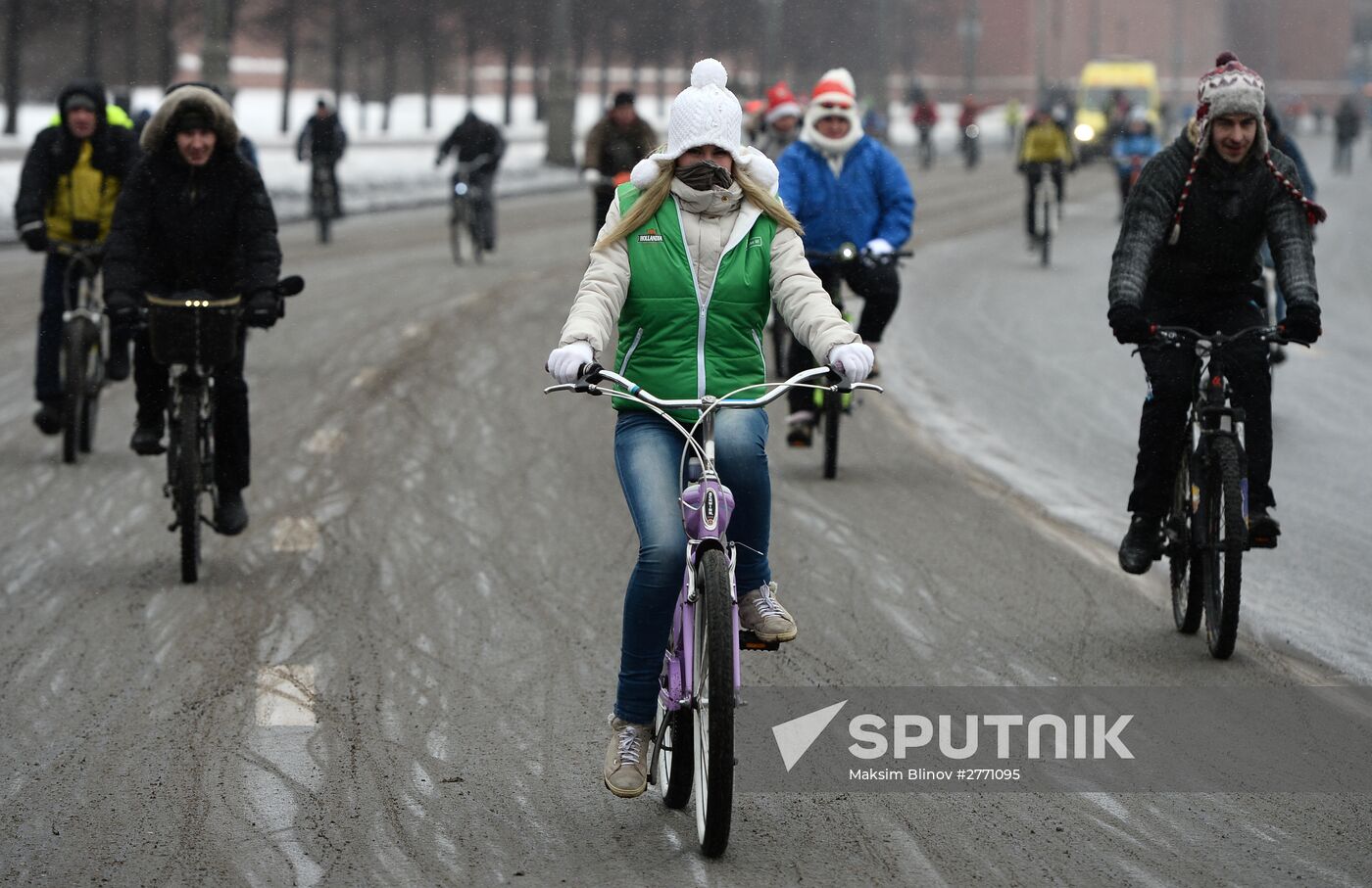 First winter bike parade in Moscow