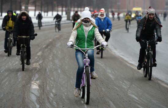 First winter bike parade in Moscow