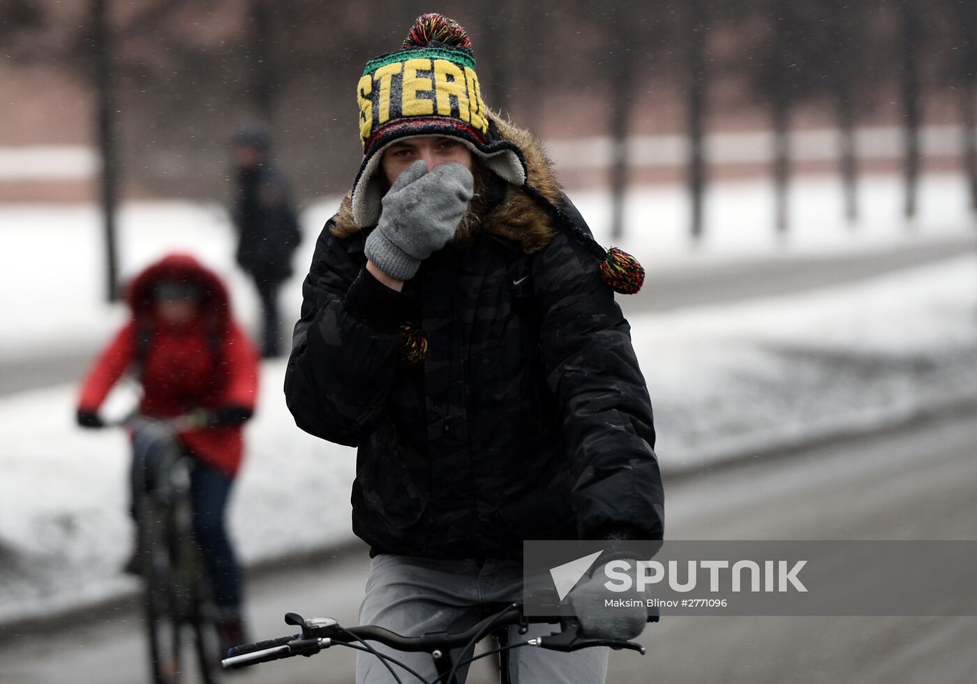 First winter bike parade in Moscow