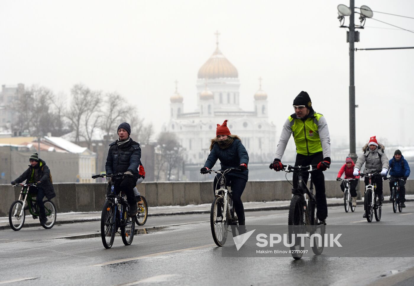 First winter bike parade in Moscow