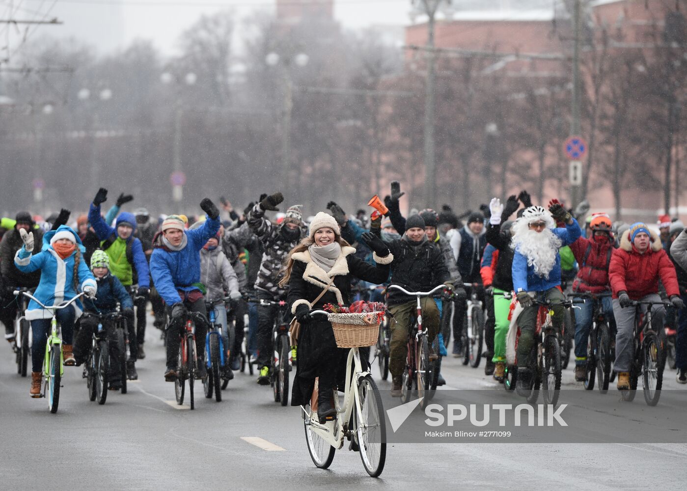 First winter bike parade in Moscow