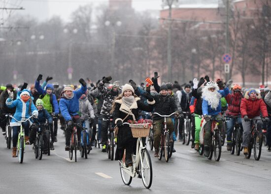 First winter bike parade in Moscow