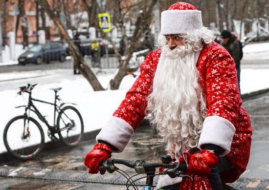 First winter bike parade in Moscow