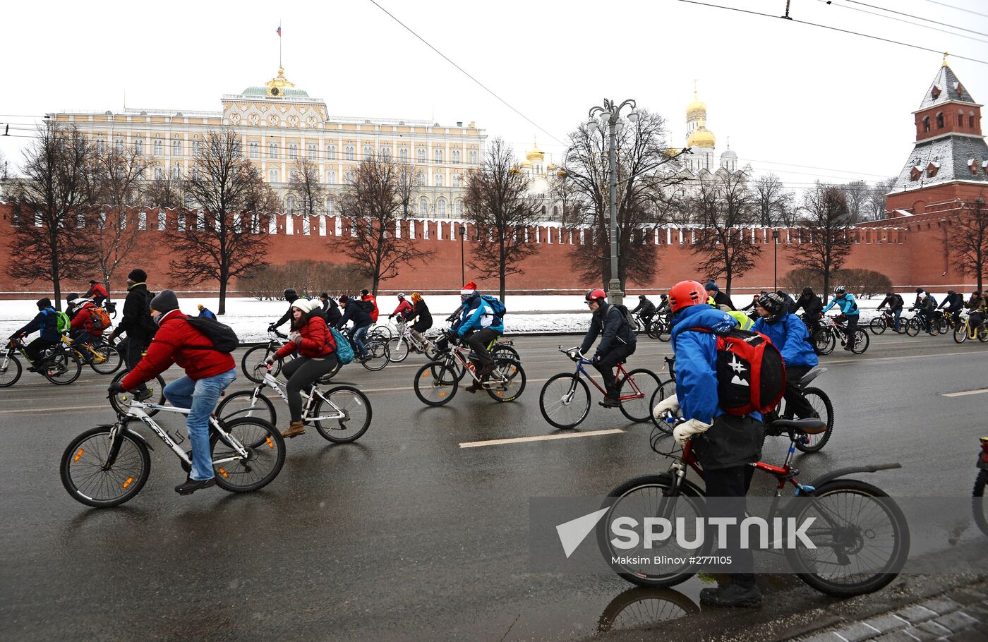 First winter bike parade in Moscow