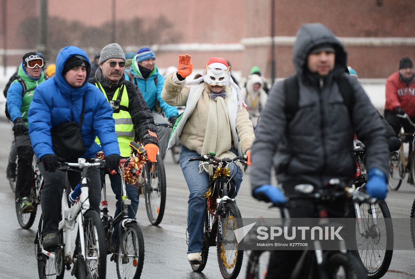 First winter bike parade in Moscow