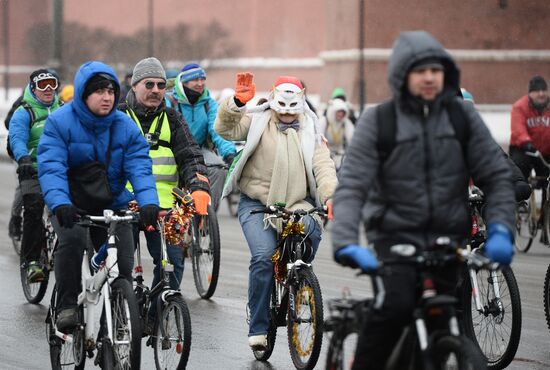 First winter bike parade in Moscow