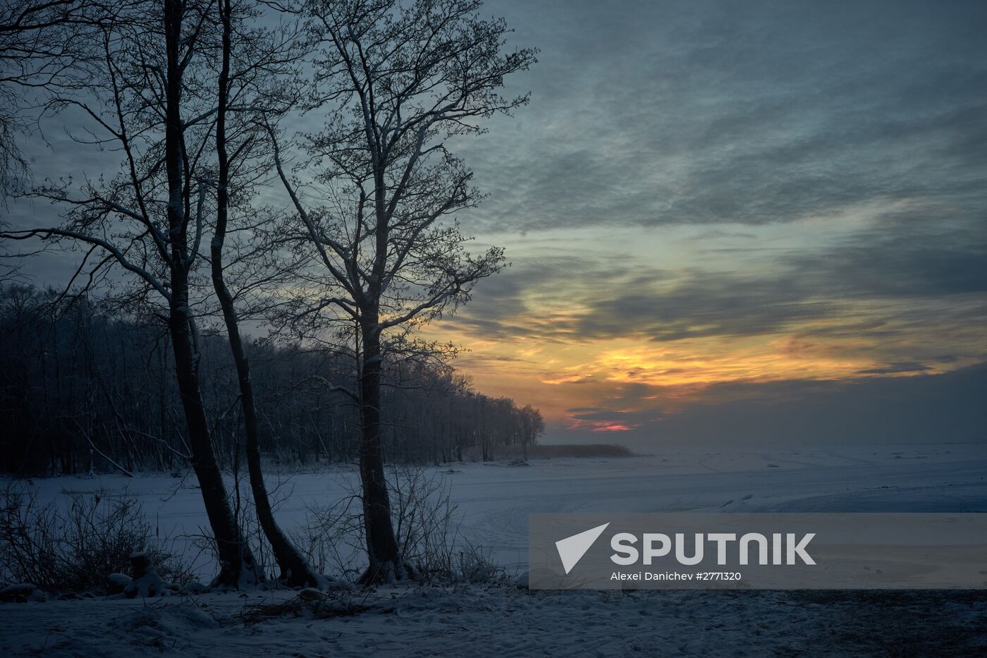 Winter sunset over Gulf of Finland