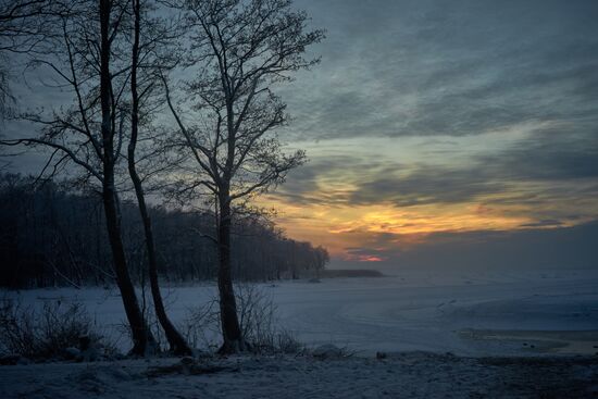 Winter sunset over Gulf of Finland