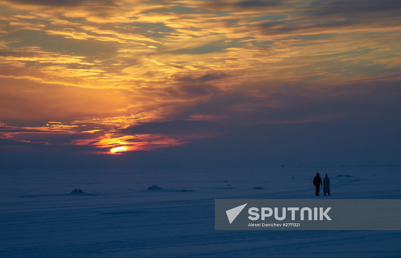 Winter sunset over Gulf of Finland