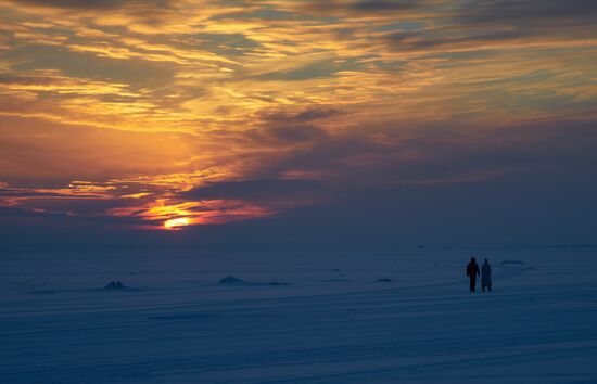 Winter sunset over Gulf of Finland