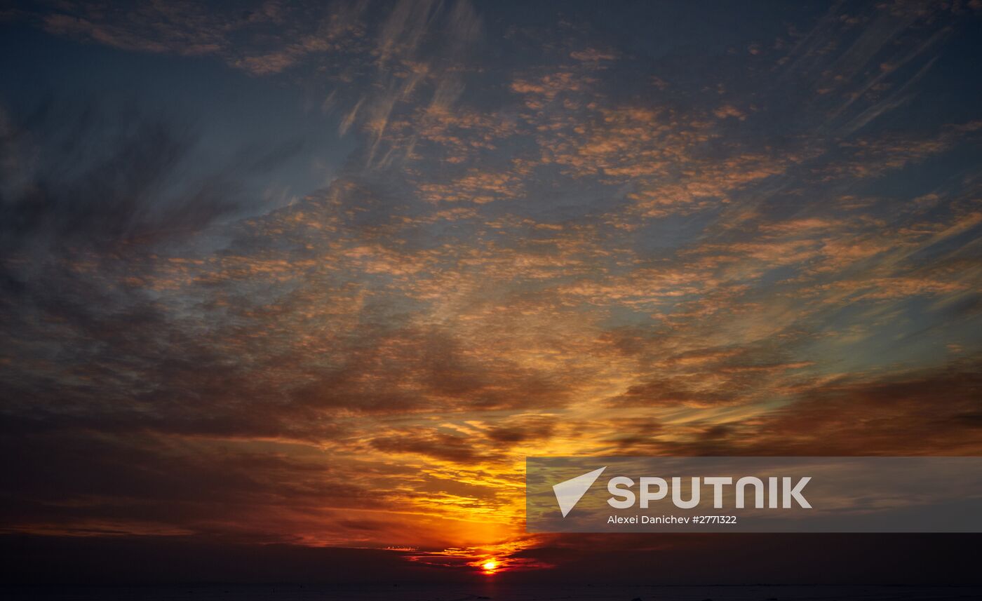 Winter sunset over Gulf of Finland