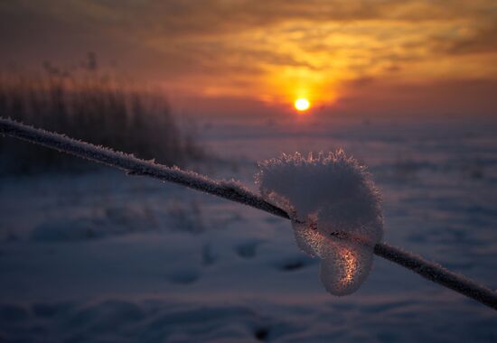 Winter sunset over Gulf of Finland