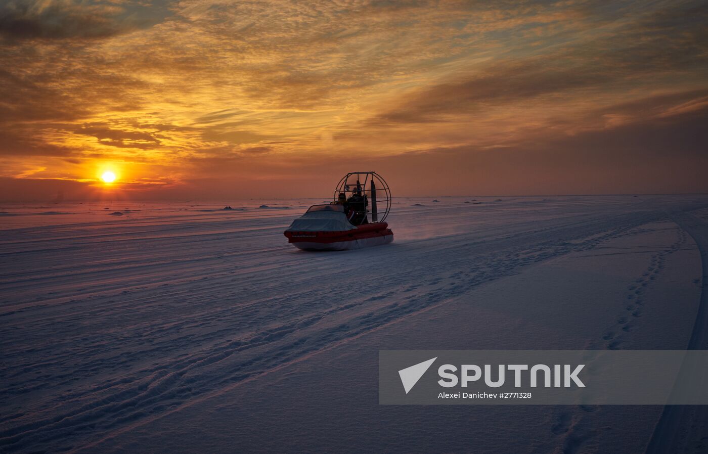 Winter sunset over Gulf of Finland