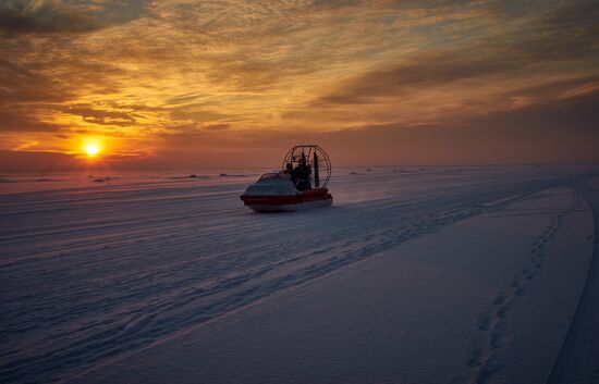 Winter sunset over Gulf of Finland