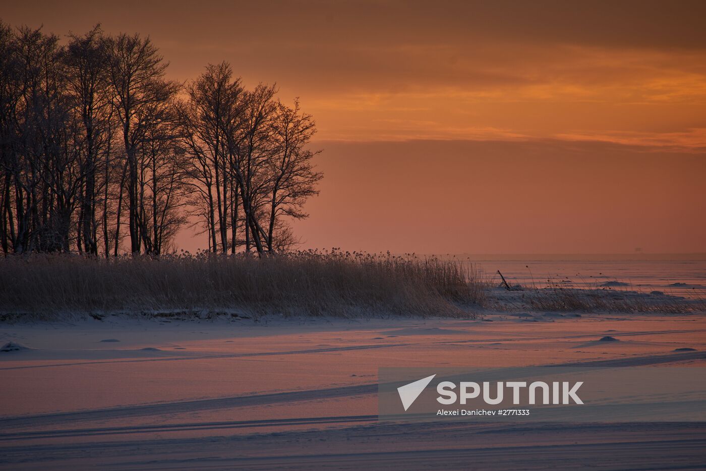 Winter sunset over Gulf of Finland