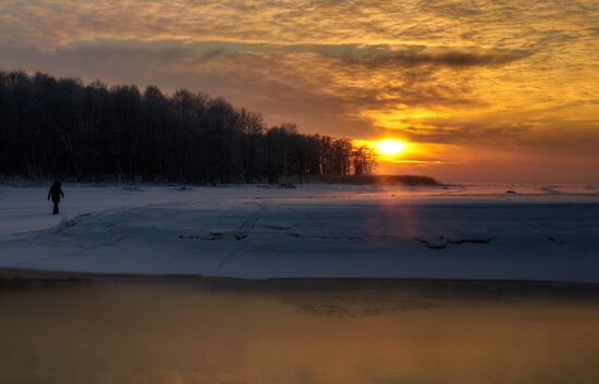 Winter sunset over Gulf of Finland