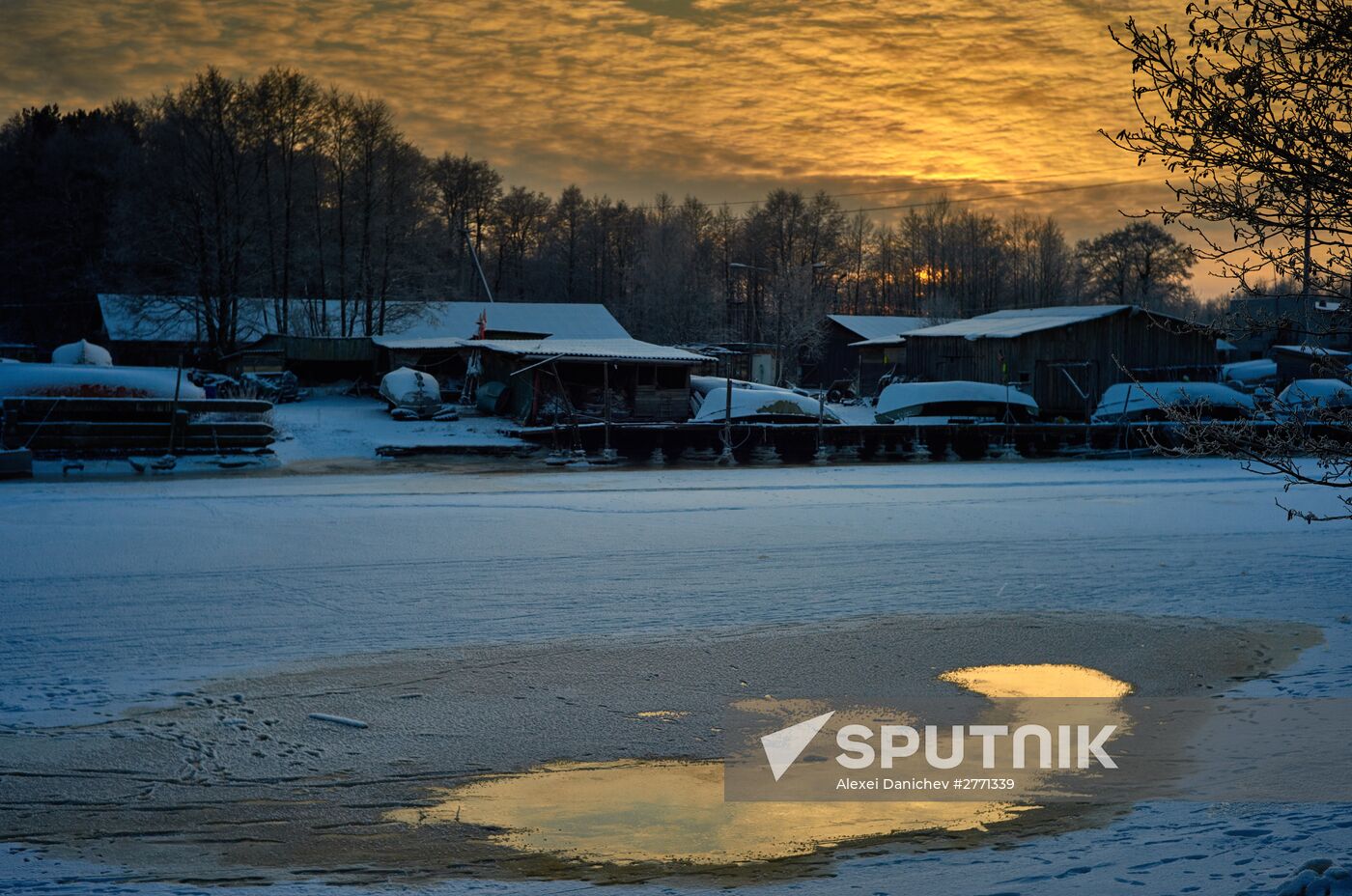 Winter sunset over Gulf of Finland