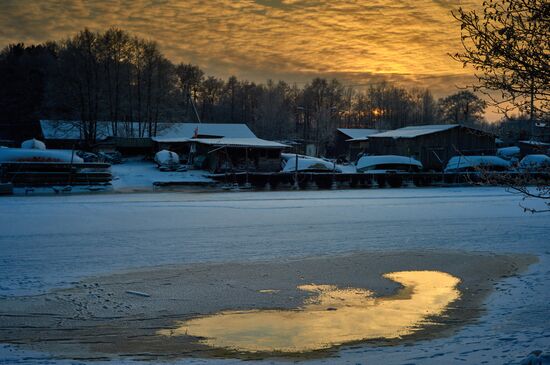 Winter sunset over Gulf of Finland