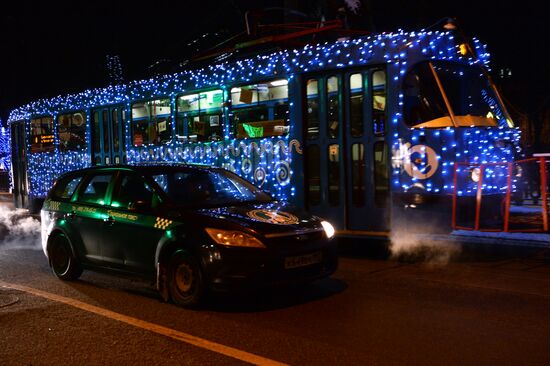 New Year tram in Moscow