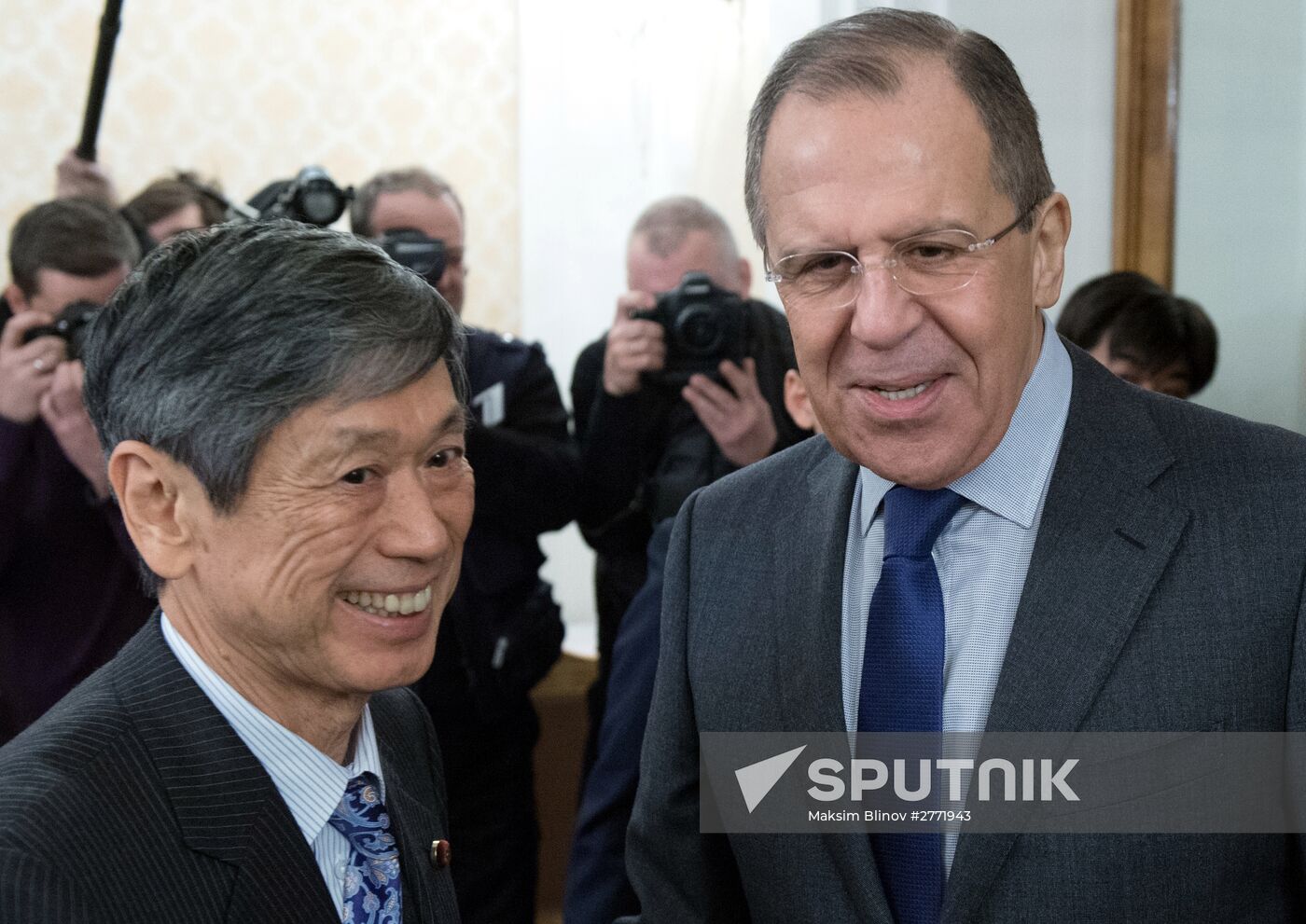 Russian Foreign Minister Sergey Lavrov meets with former Japanese Foreign Minister Masahiko Komura