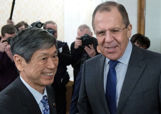 Russian Foreign Minister Sergey Lavrov meets with former Japanese Foreign Minister Masahiko Komura