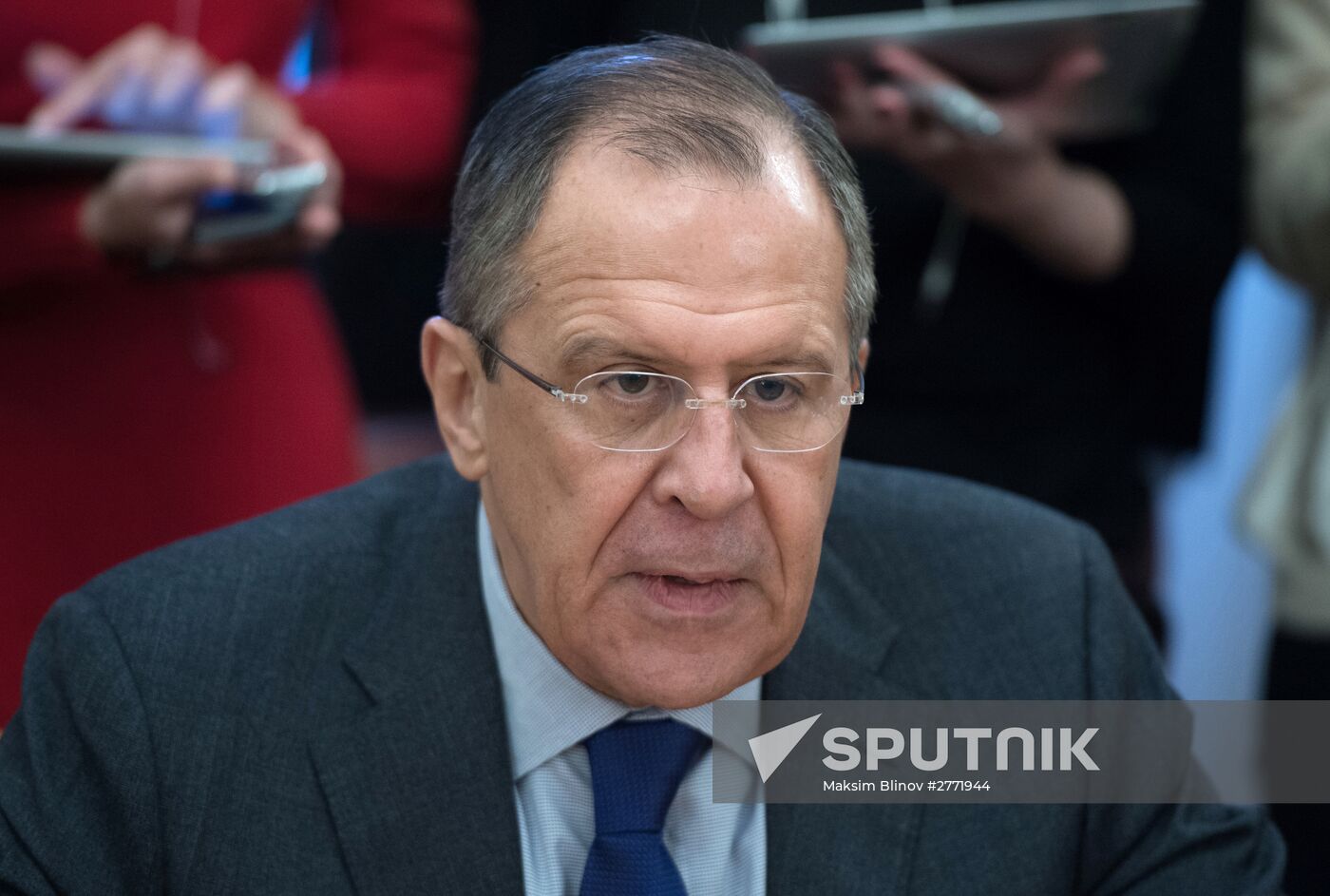 Russian Foreign Minister Sergey Lavrov meets with former Japanese Foreign Minister Masahiko Komura