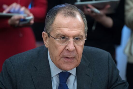 Russian Foreign Minister Sergey Lavrov meets with former Japanese Foreign Minister Masahiko Komura