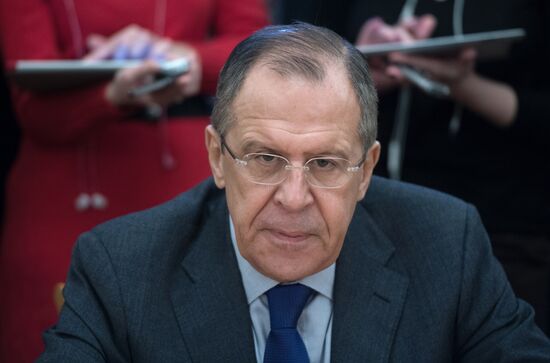 Russian Foreign Minister Sergey Lavrov meets with former Japanese Foreign Minister Masahiko Komura