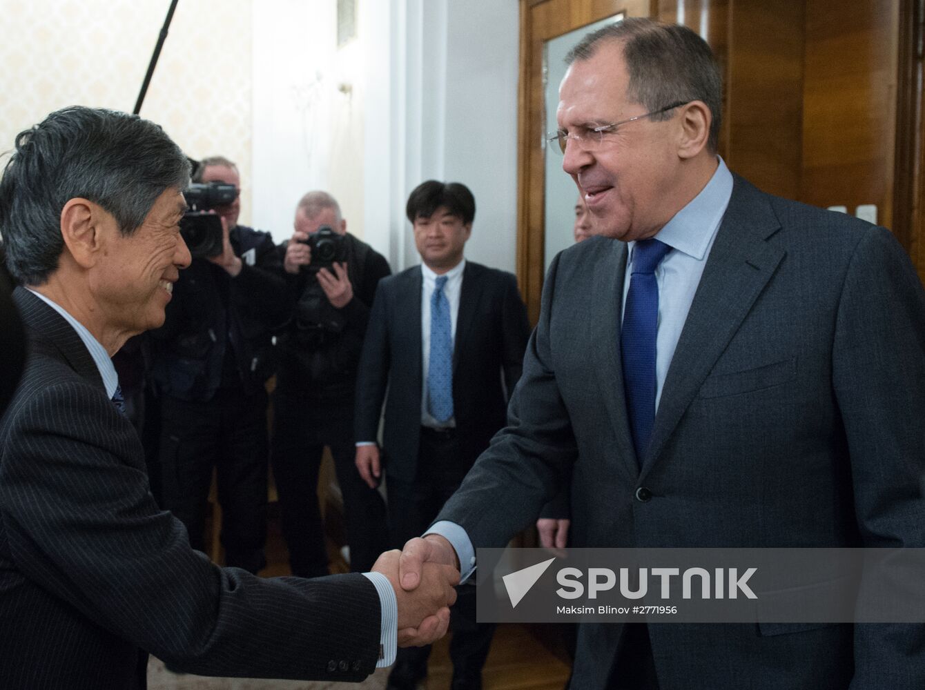 Russian Foreign Minister Sergey Lavrov meets with former Japanese Foreign Minister Masahiko Komura