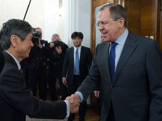 Russian Foreign Minister Sergey Lavrov meets with former Japanese Foreign Minister Masahiko Komura