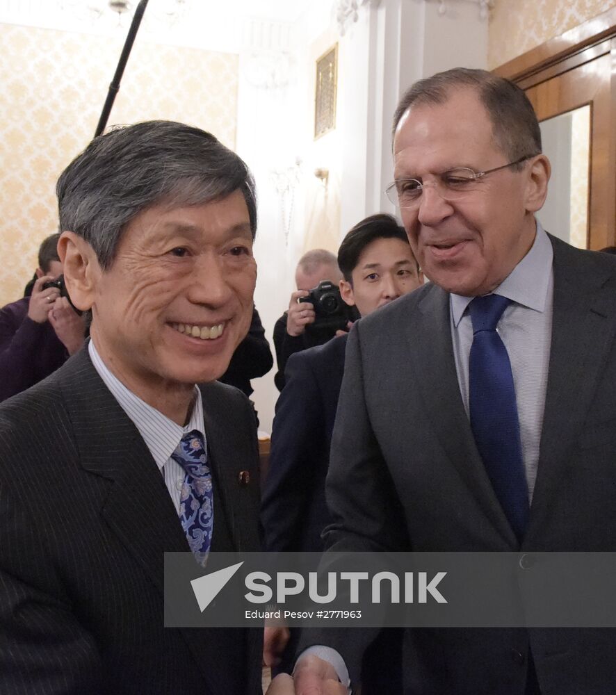 Russian Foreign Minister Sergey Lavrov meets with former Japanese Foreign Minister Masahiko Komura