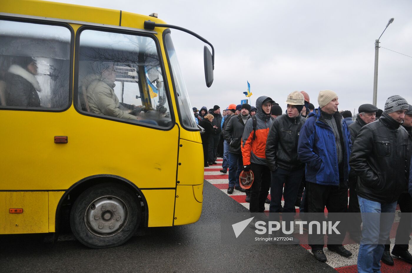 Miners block road in Lviv Region