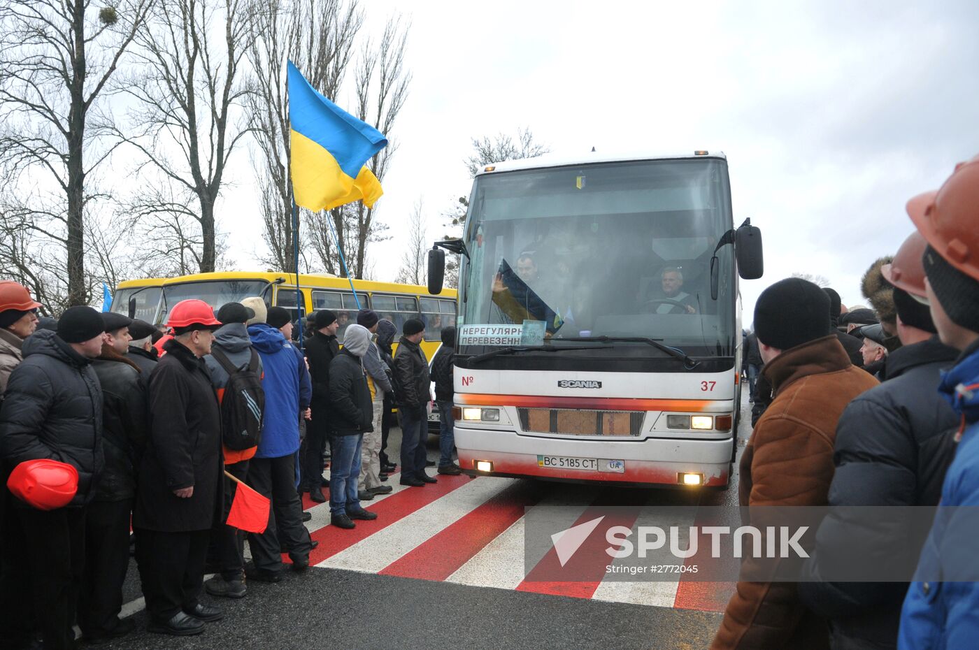 Miners block road in Lviv Region
