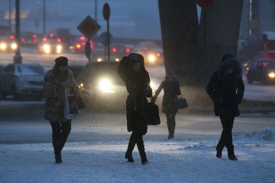 Snowfall in Moscow